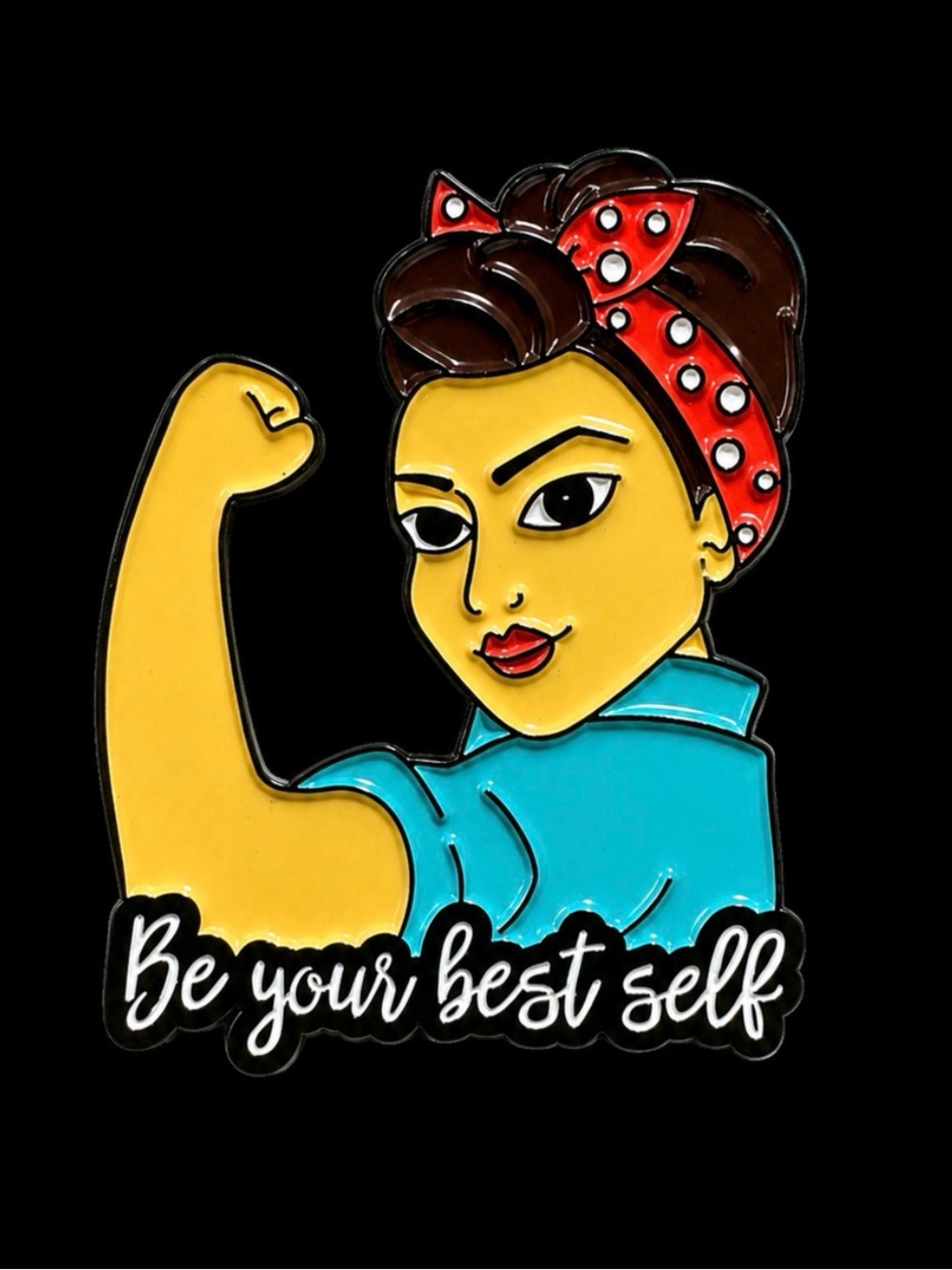 Be Your Best Self Enamel Pin - Teal & Red Inspirational Jewelry